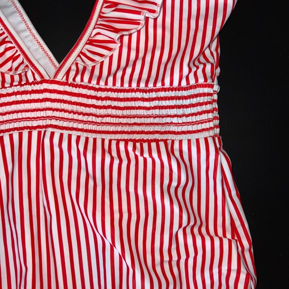 Red/White Striped Swim Suit - Picture 2 of 3